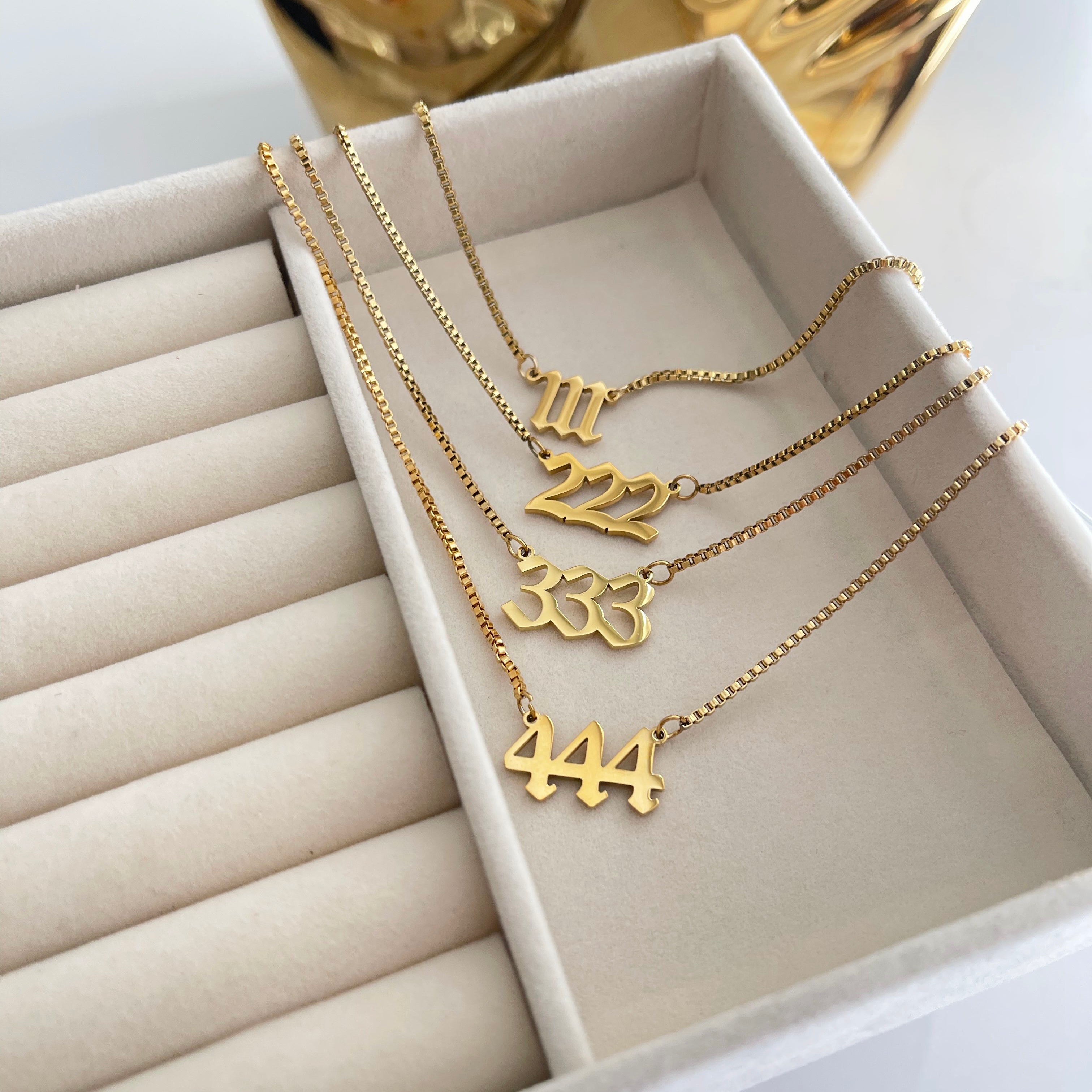 Angel numbers Necklace 111 222 333 444