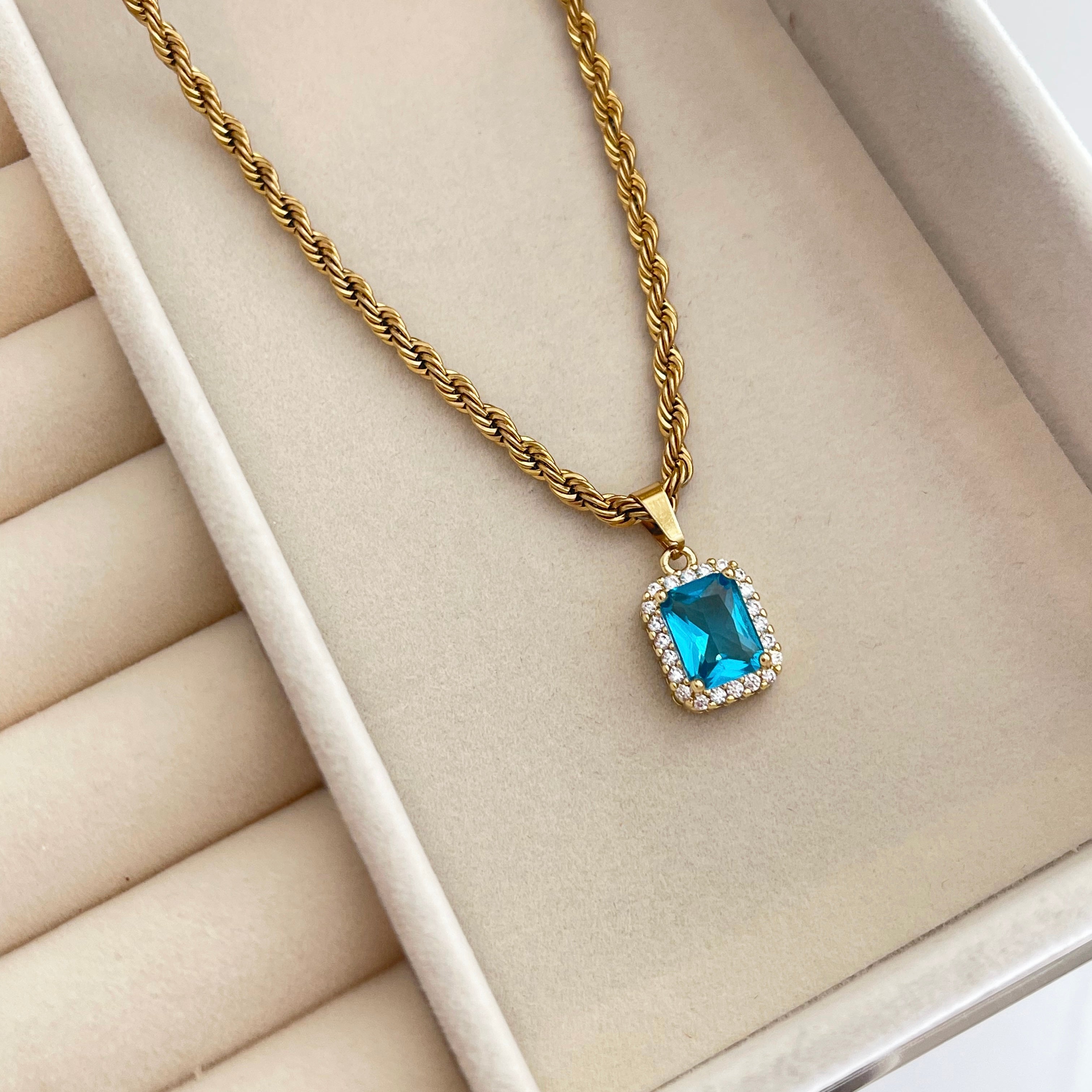 aqua blue gemstone necklace