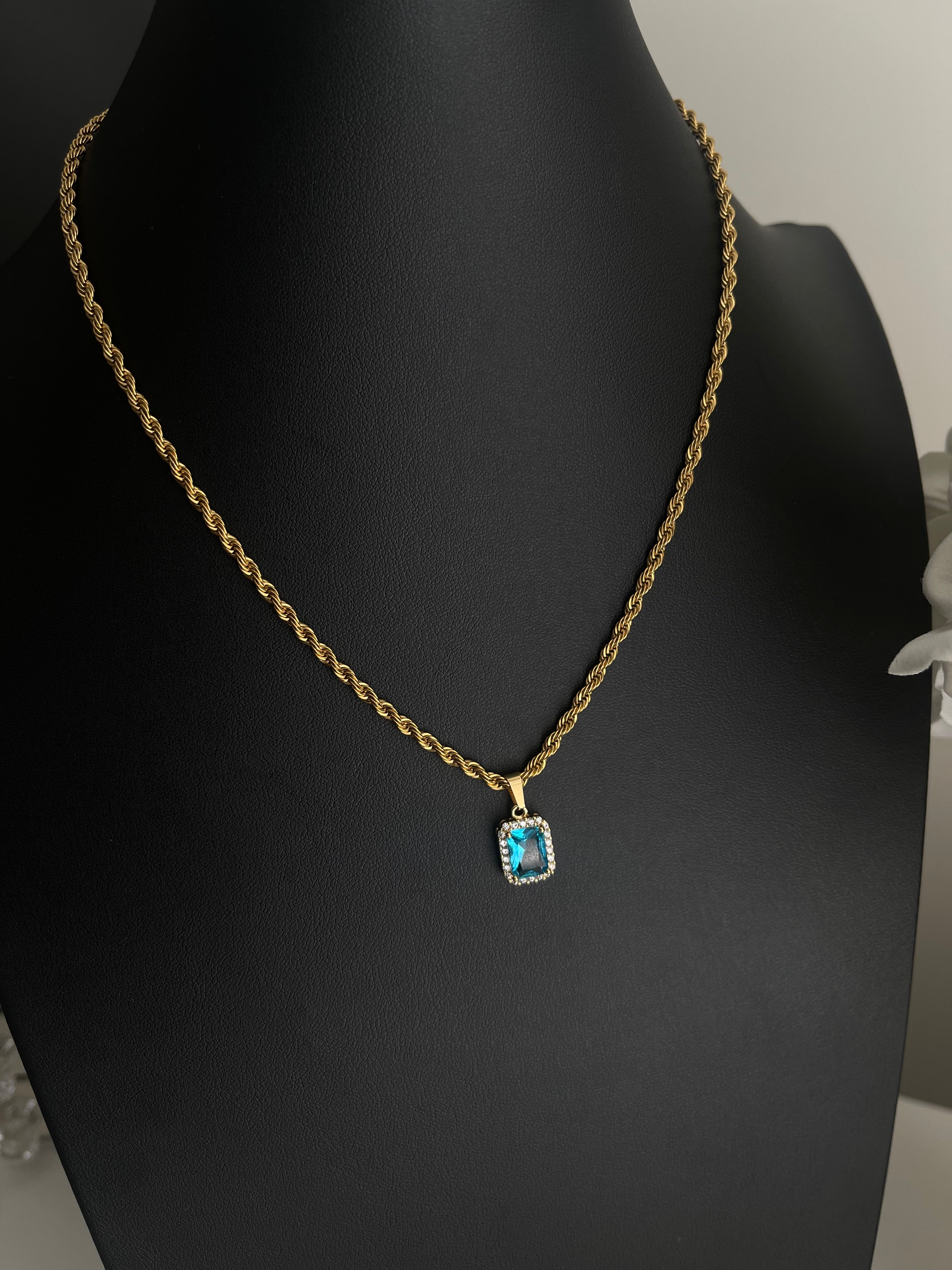 Aqua Gemstone Birthstone Necklace