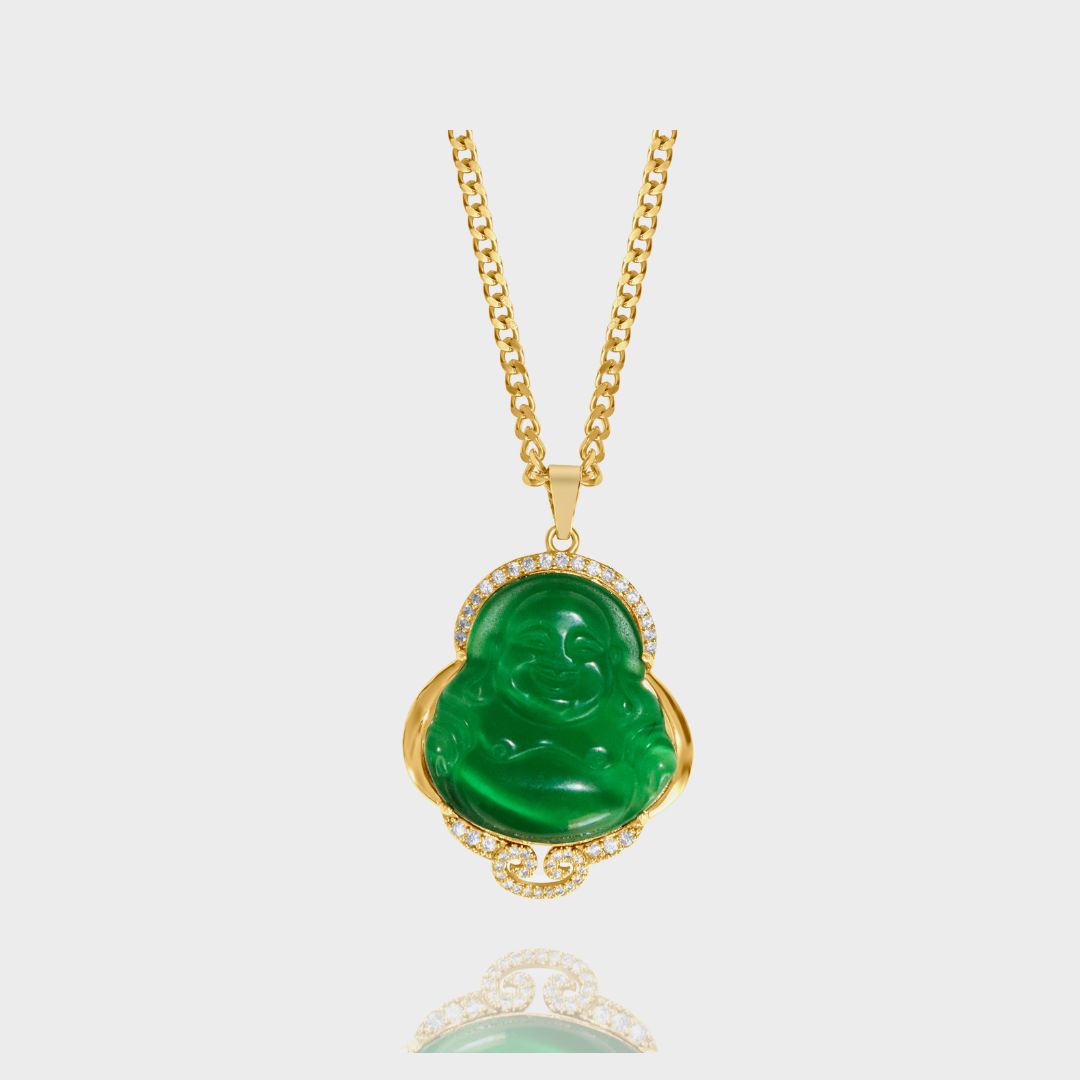 Buddha necklace green her golden muse