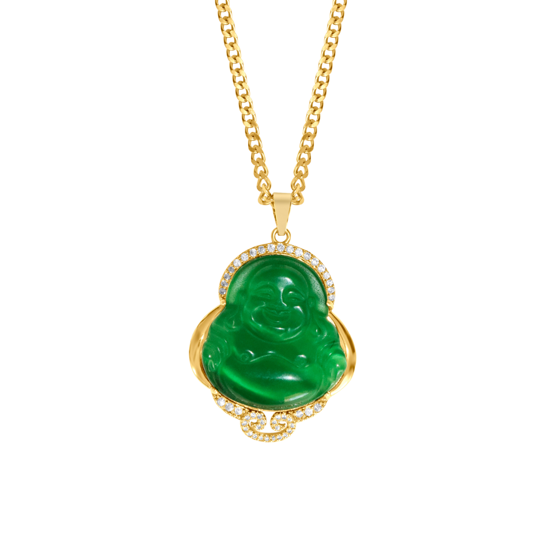 Buddha necklace green her golden muse hgm