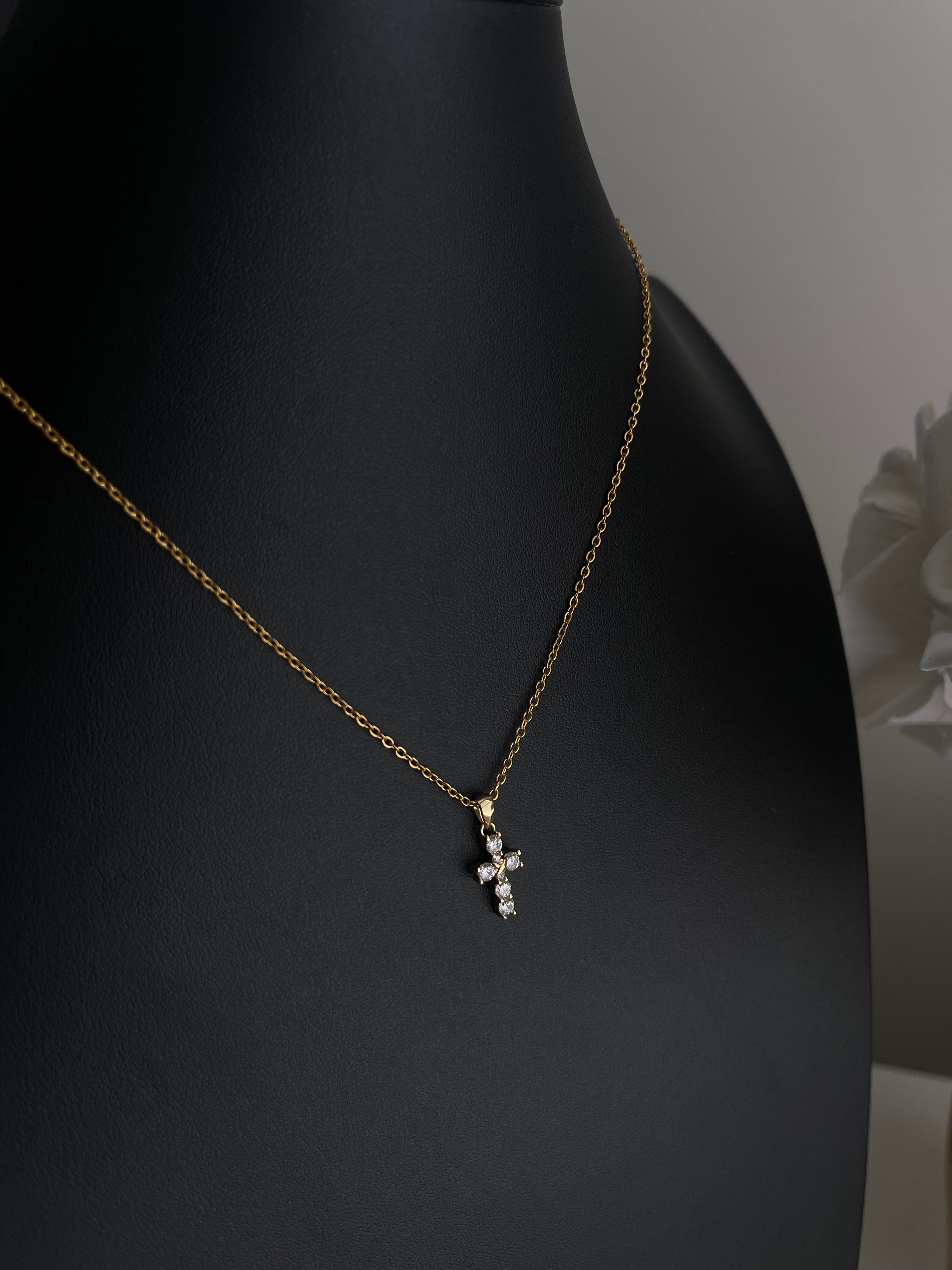 CZ cross necklace