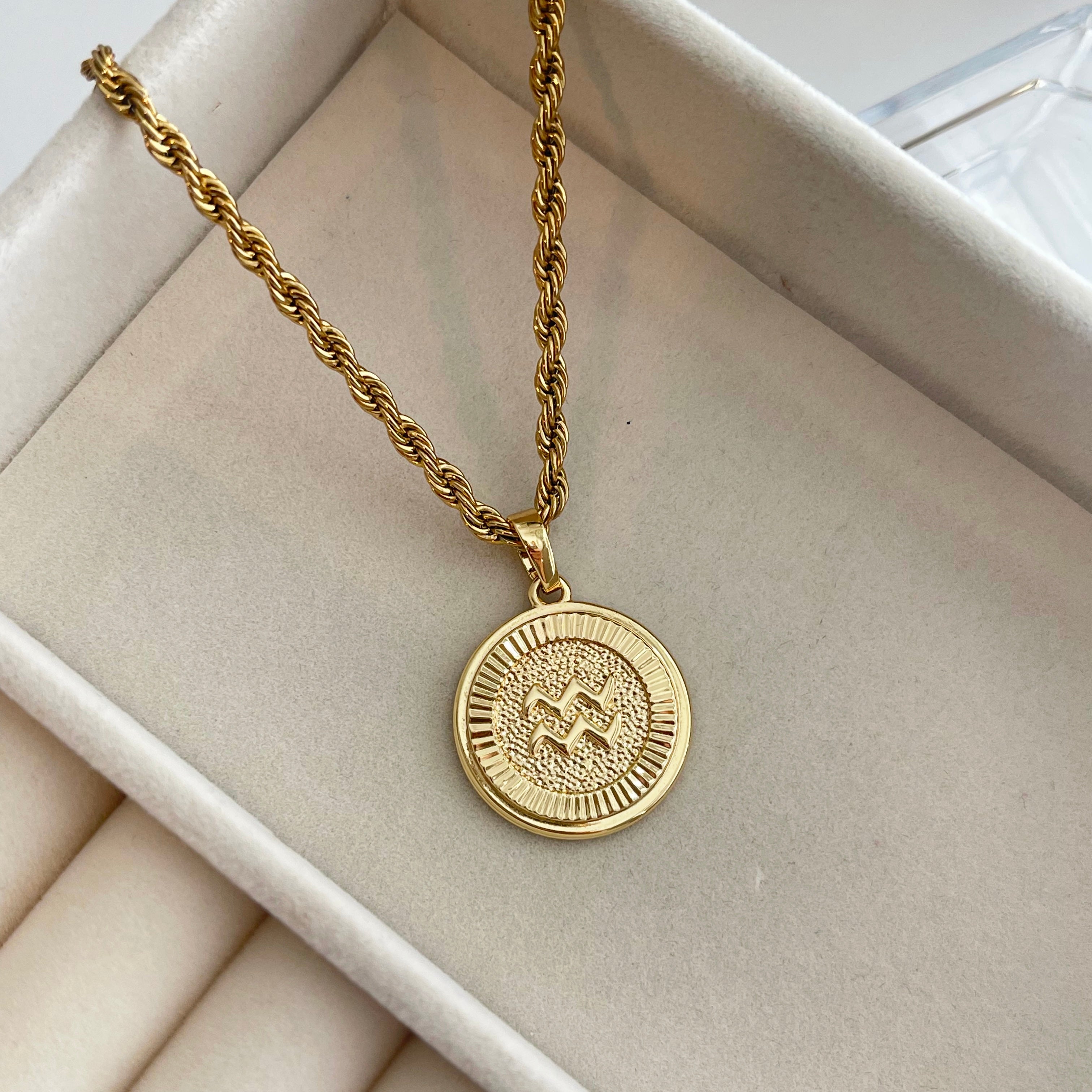 Gold zodiac necklaces her golden muse